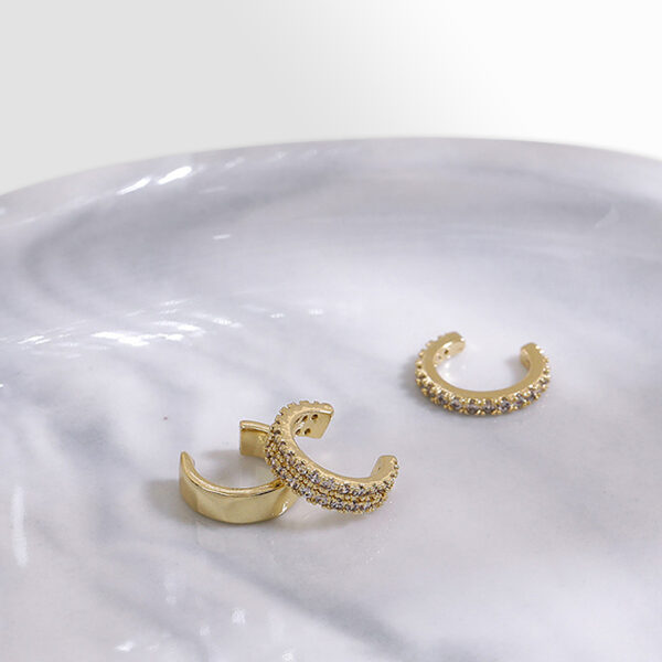 Earcuff Dorados con Zircon (Set 3 Piezas)