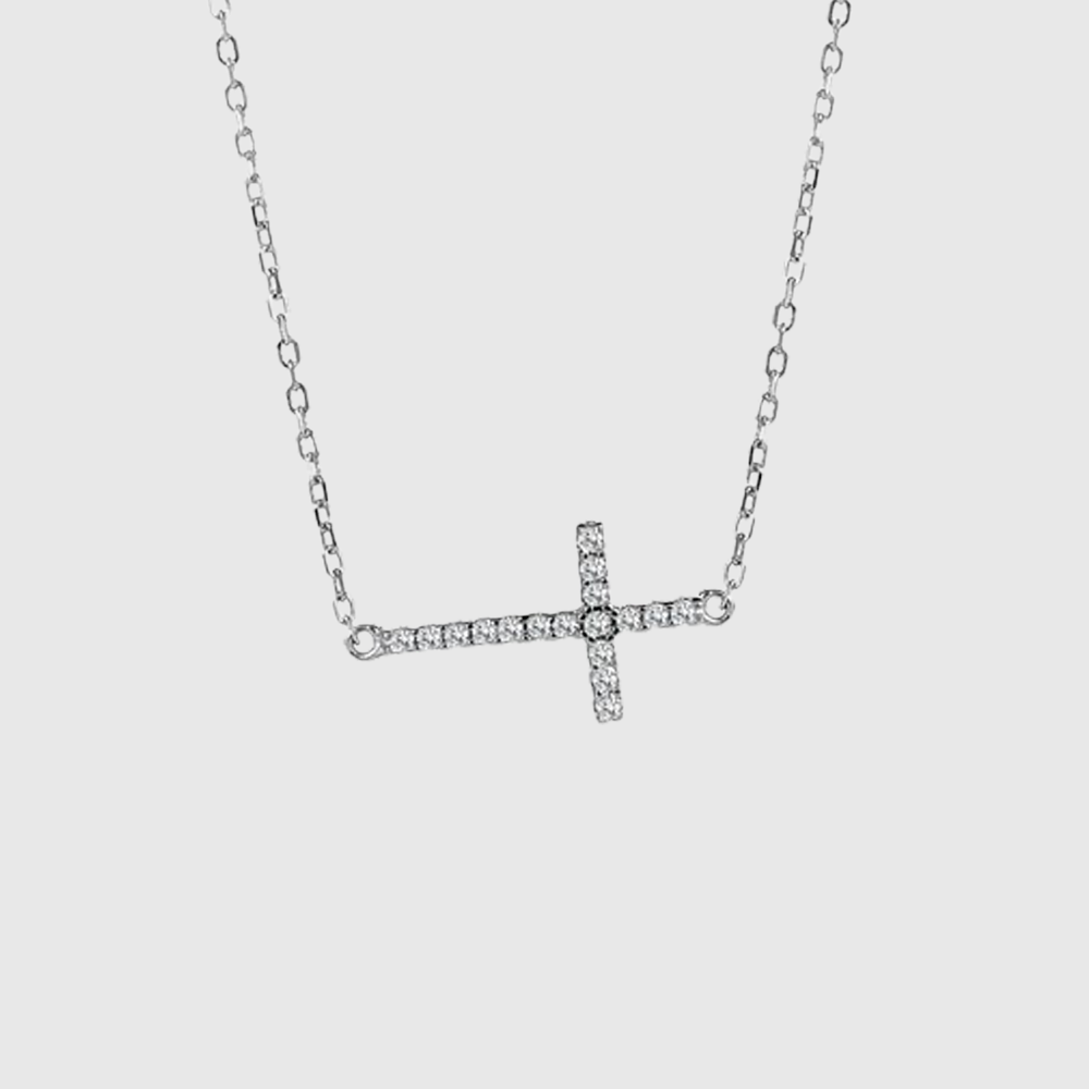 Collar de Cruz con Zircon Plata 925