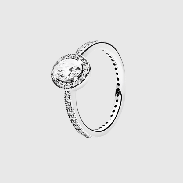 Anillo Compromiso Ovalado Con Banda Zirconia Plata 925