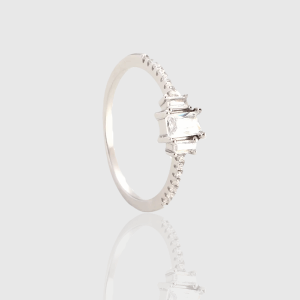 Anillo Compromiso Triple Diamante Plata 925