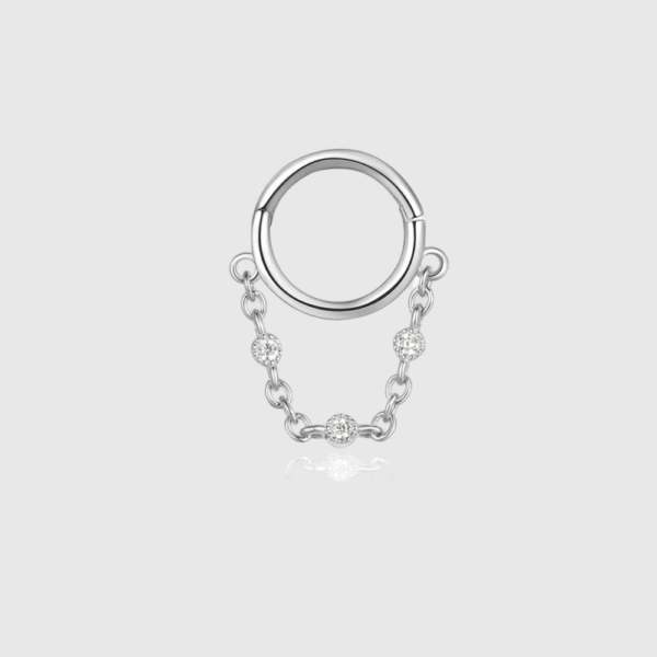 Zarcillo Solitario Cadena con Zircon Plata 925