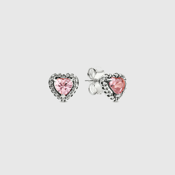 Topitos Corazon Rosa Plata 925