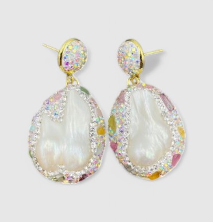 Zarcillos de Gala Perla con Apliques