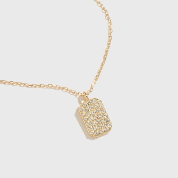 Collar Placa de Zircones Plata 925