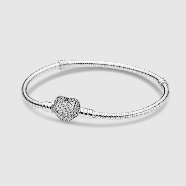 Pulsera para Charm Corazon de Zircon Plata 925