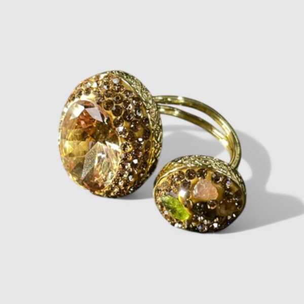 Anillo Piedreria Doble Marron