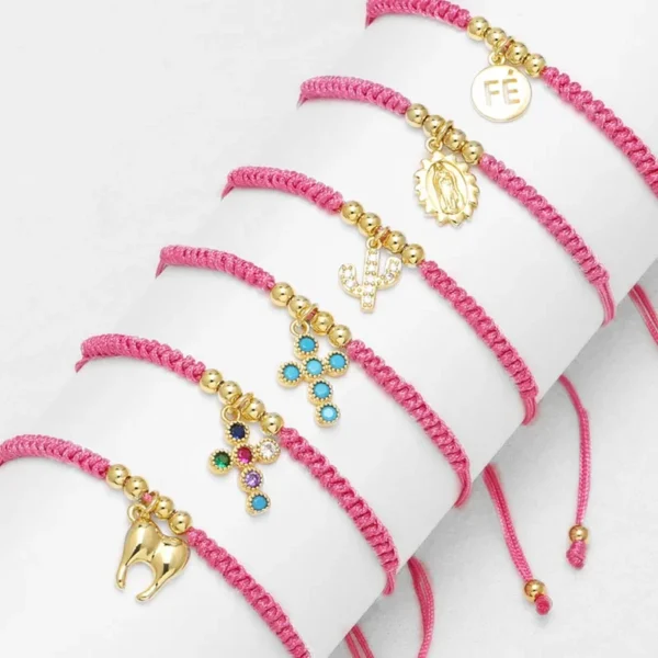 Pulsera Hilo Rosa con Dije