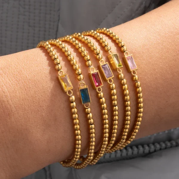 Pulsera Balines y Rectangulo de Color