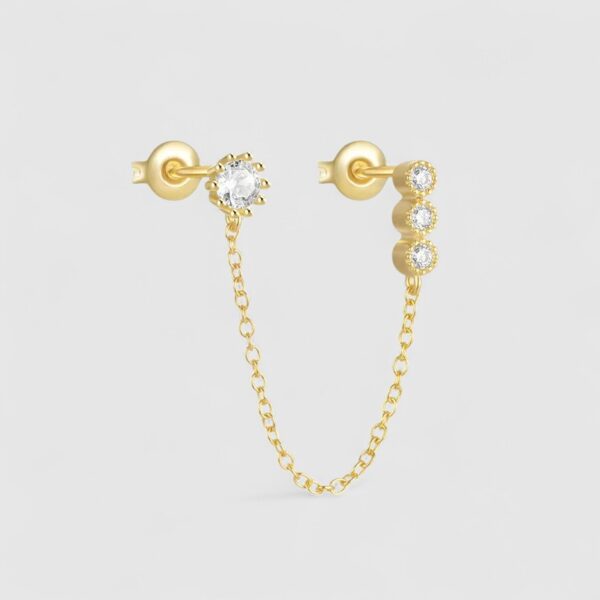 Zarcillo Cadena Doble Punto de Luz Plata 925