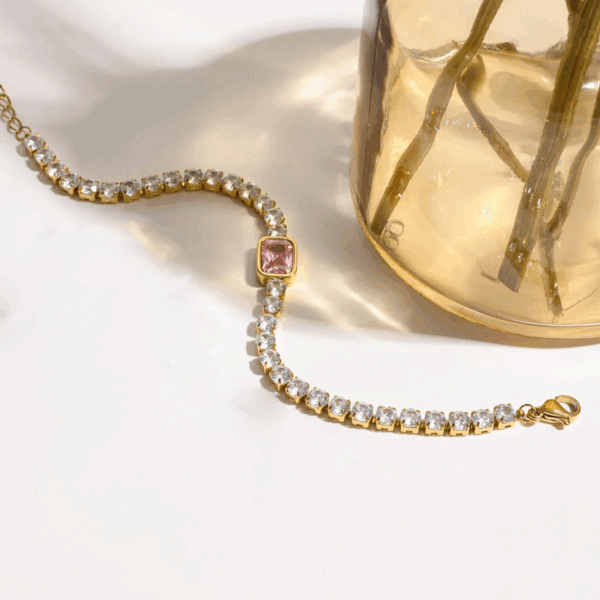 Pulsera de Zirconia Rosa