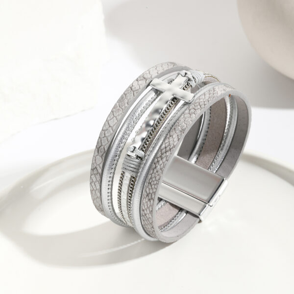 Pulsera de Semicuero Magnetica de Cruz