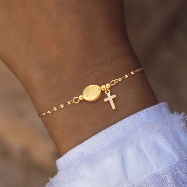Pulsera Virgen y Cruz