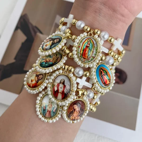 Pulseras de Perlas y Balines Religiosas