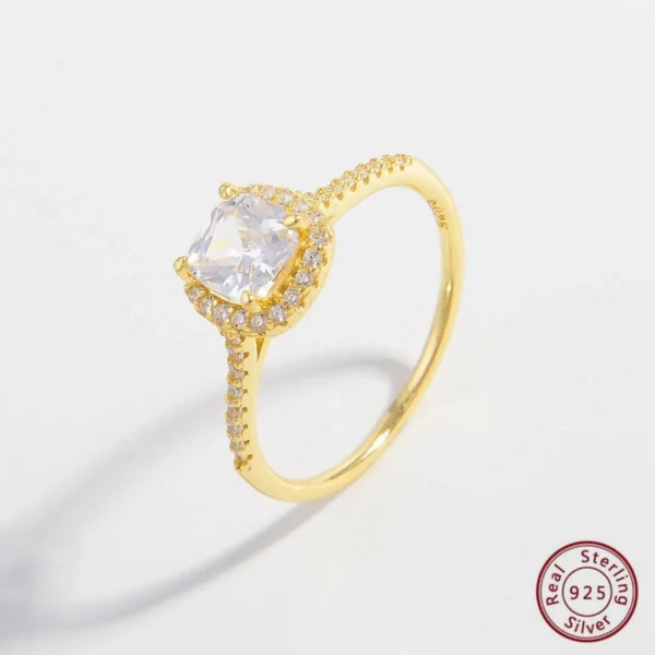 Anillo Compromiso Dorado Plata 925