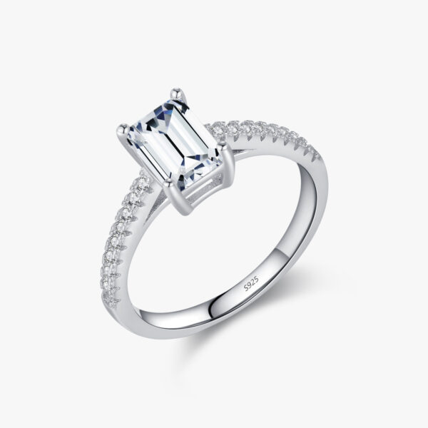 Anillo Compromiso Piedra Rectangular Plata 925