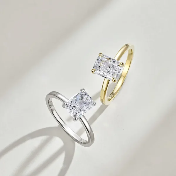 Anillo Compromiso Rectangular Plata 925