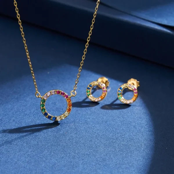 Set Collar+Topitos Coloridos Plata 925