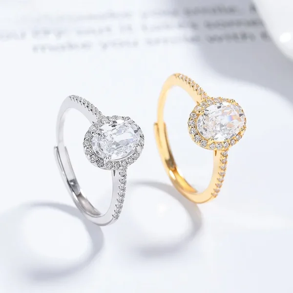 Anillo Compromiso Ovalado Ajustable Plata 925