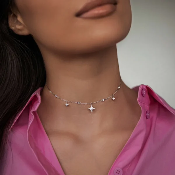 Set Collar+Topitos Estrellas Plata 925