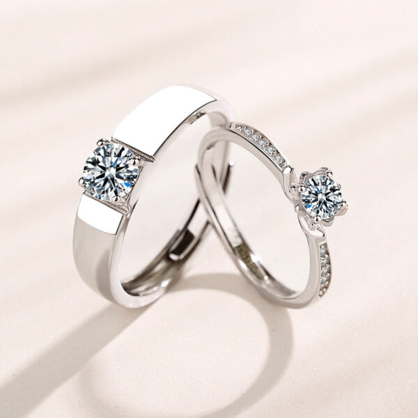 Par de Anillos Compromiso Dama y Caballero Plata 925