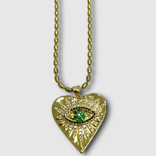 Collar Corazón Ojo Turco Maxi Verde