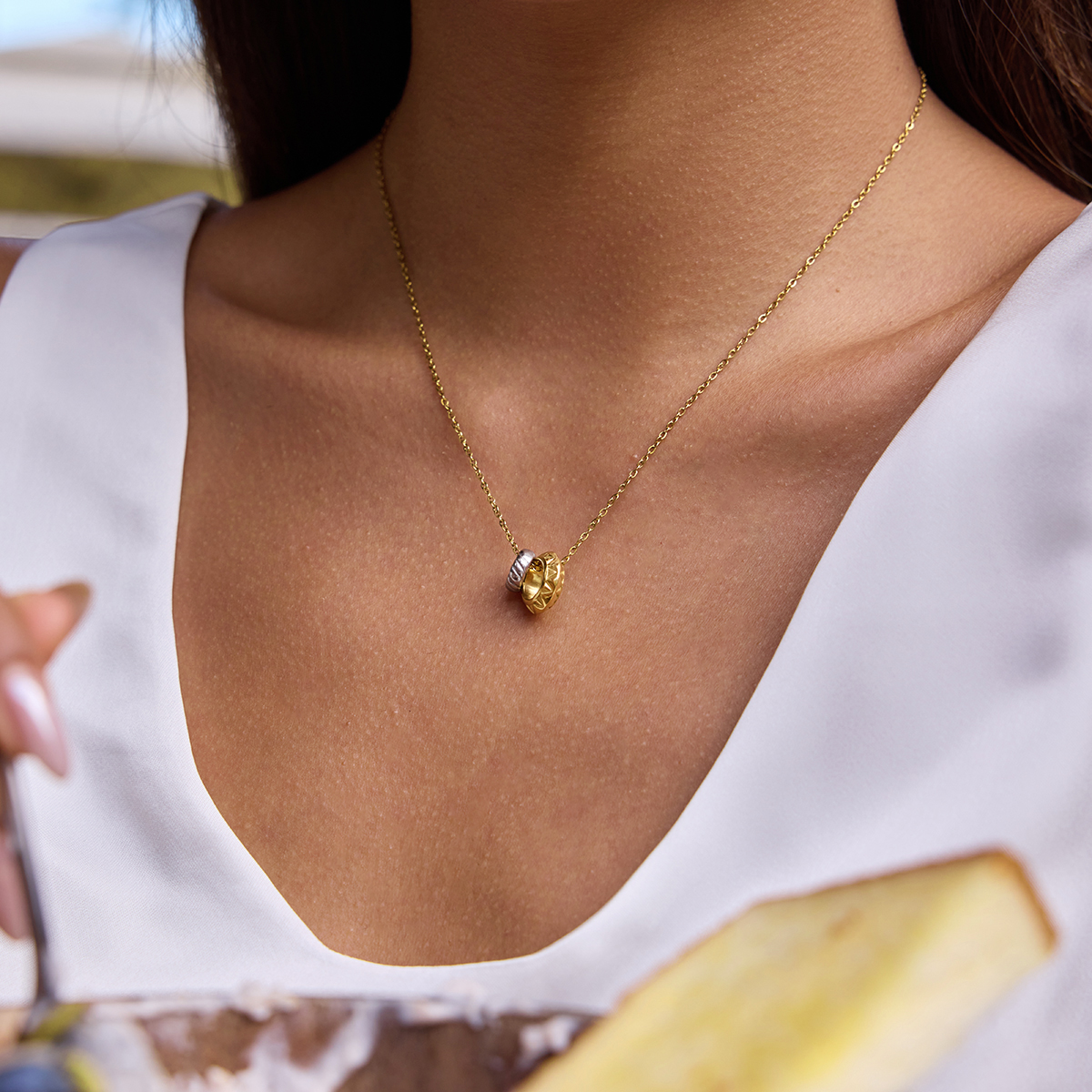 Collar Doble Rueda Bicolor - Imagen 2