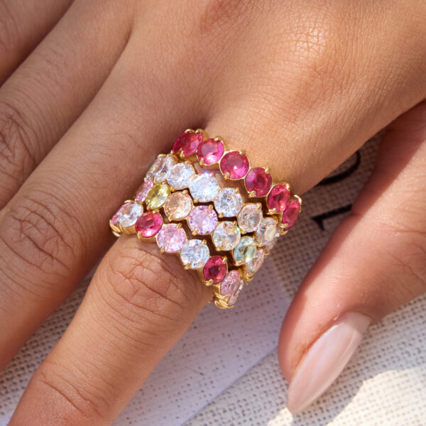 Anillo Zirconias Rosadas