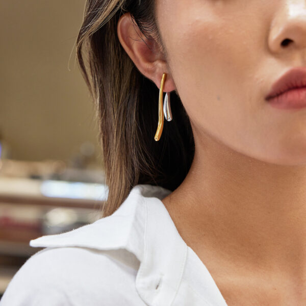 Zarcillos Largos Bicolor Doble Funcion