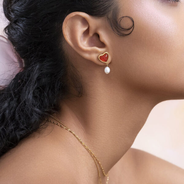 Zarcillos Wine Heart and Pearls