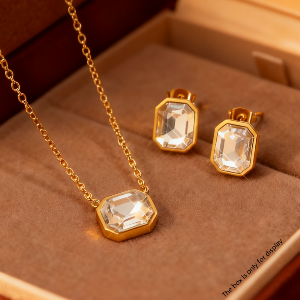 Set Collar+Topitos Rectangulares de Colores