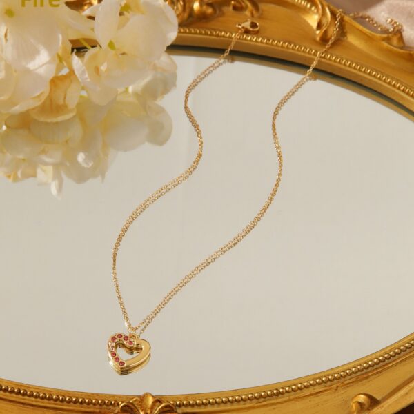 Collar Corazon Diamantes de Colores