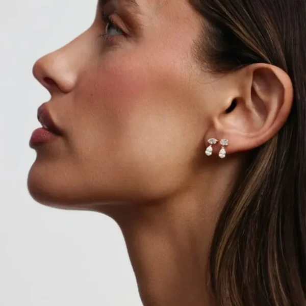 Zarcillos Doble Gota Minimalista