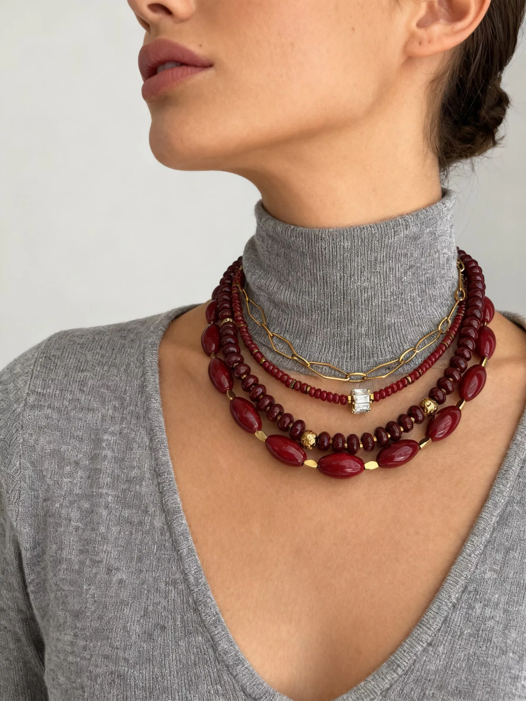 Collar Wine Beads - Imagen 3
