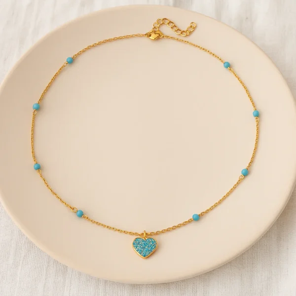Collar Corazon Celeste