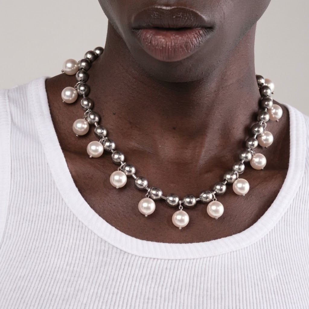 Collar Silver & Pearls