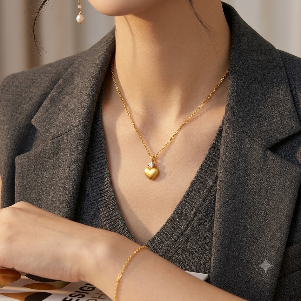 Collar Corazon y Punto de Luz