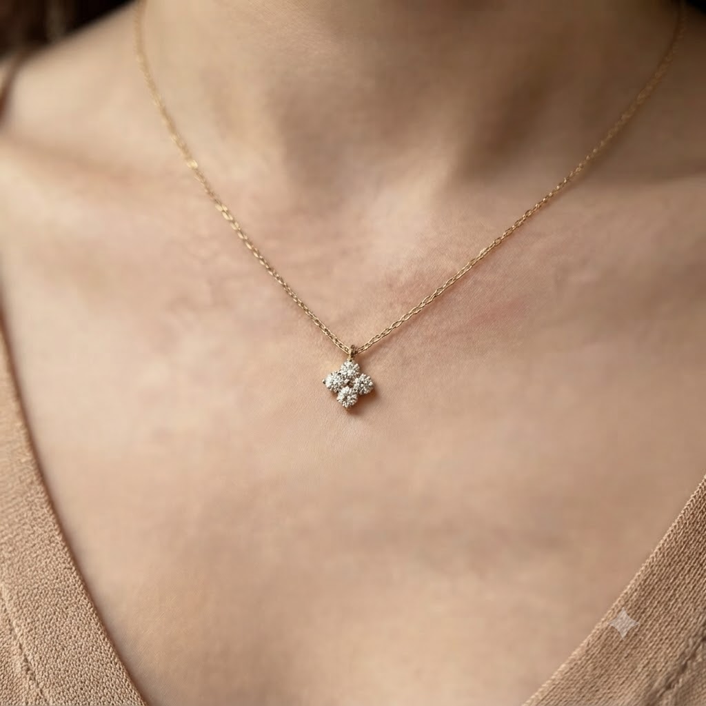 Collar De Cuatro Pétalos Plata 925