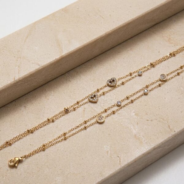 Pulsera Doble Con Forma De Corazón