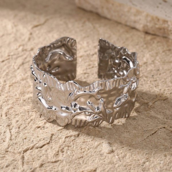 Brazalete Hojas Plateado