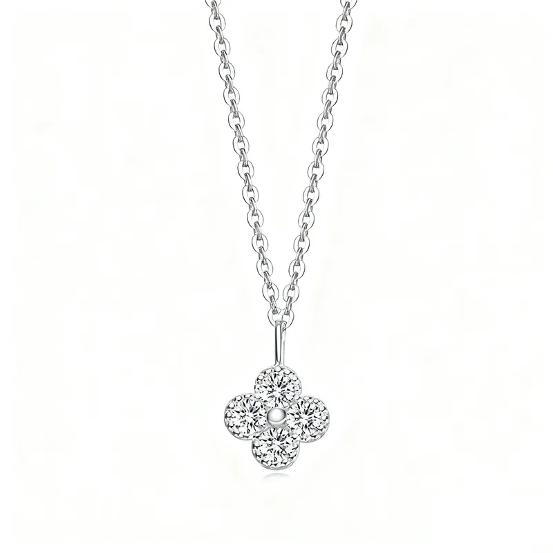 Collar De Cuatro Pétalos Plata 925 - Imagen 2