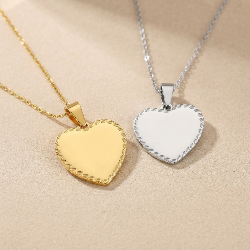 Collar Corazón Con Relieve Para Grabado Laser