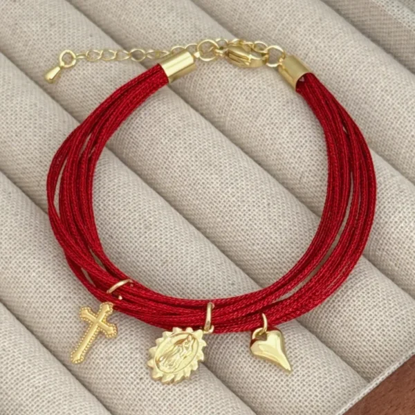 Pulsera De Hilo Religiosa - Rojo
