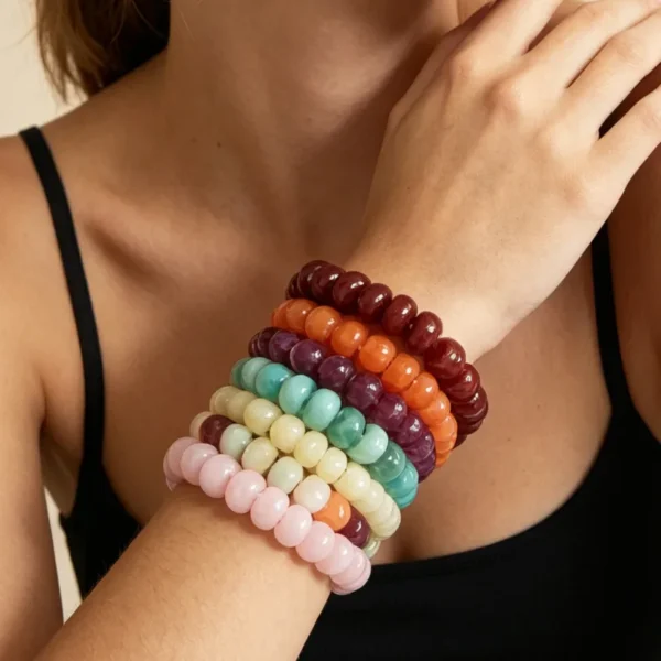 Pulsera De Cuentas De Resina Redondas En Colores