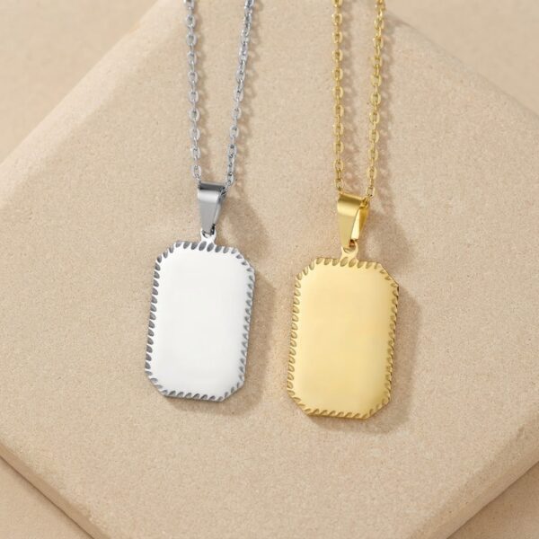Collar Rectangular Con Relieve Para Grabado Laser
